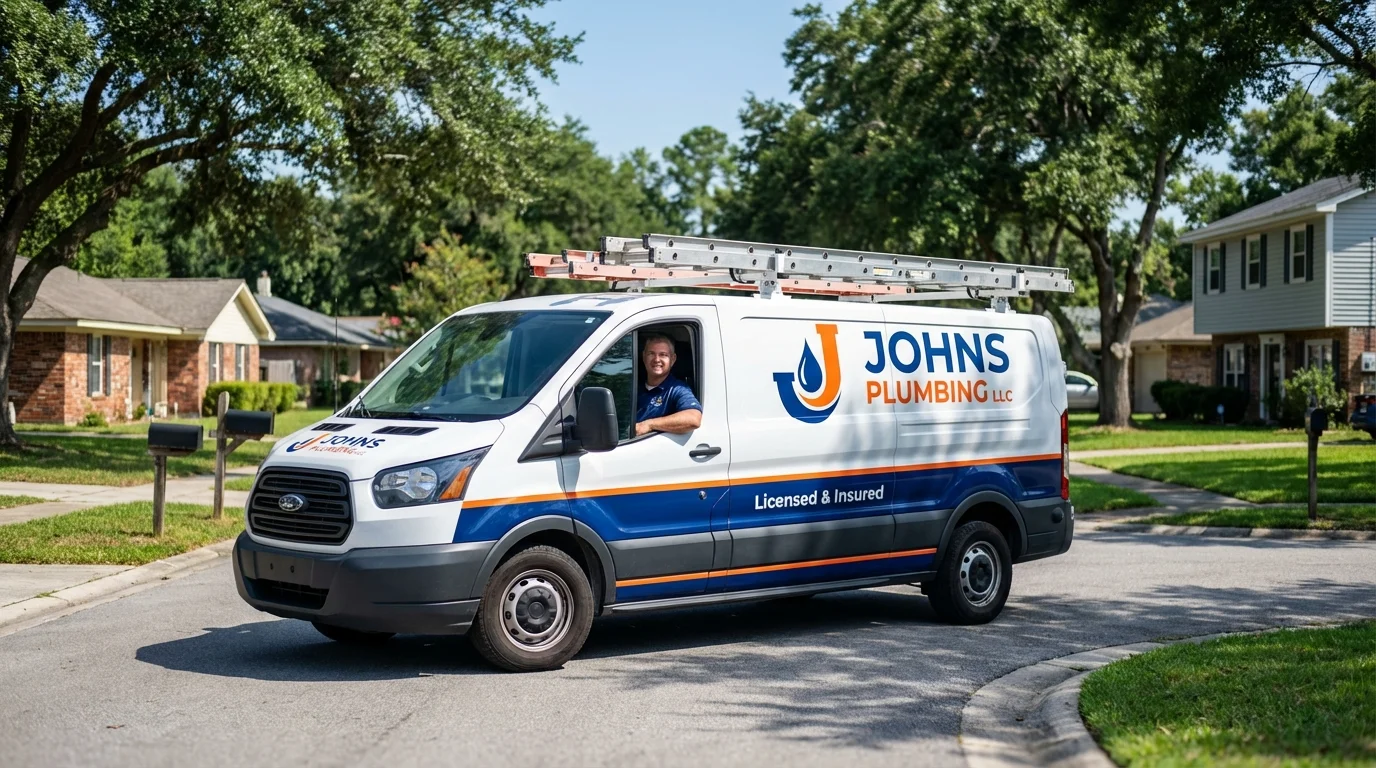 Johns Plumbing LLC service van in New Milford, CT