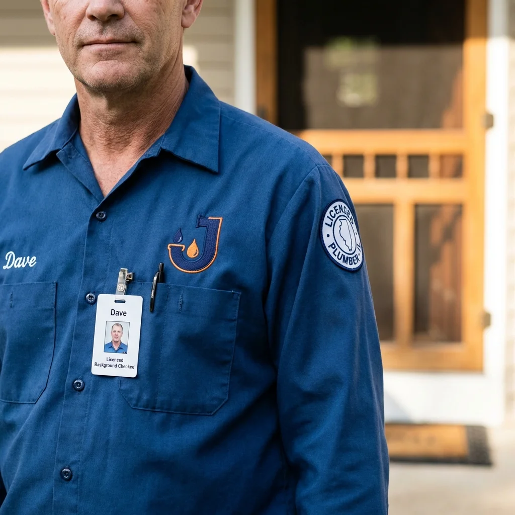 Licensed plumber showing ID badge in New Milford, CT