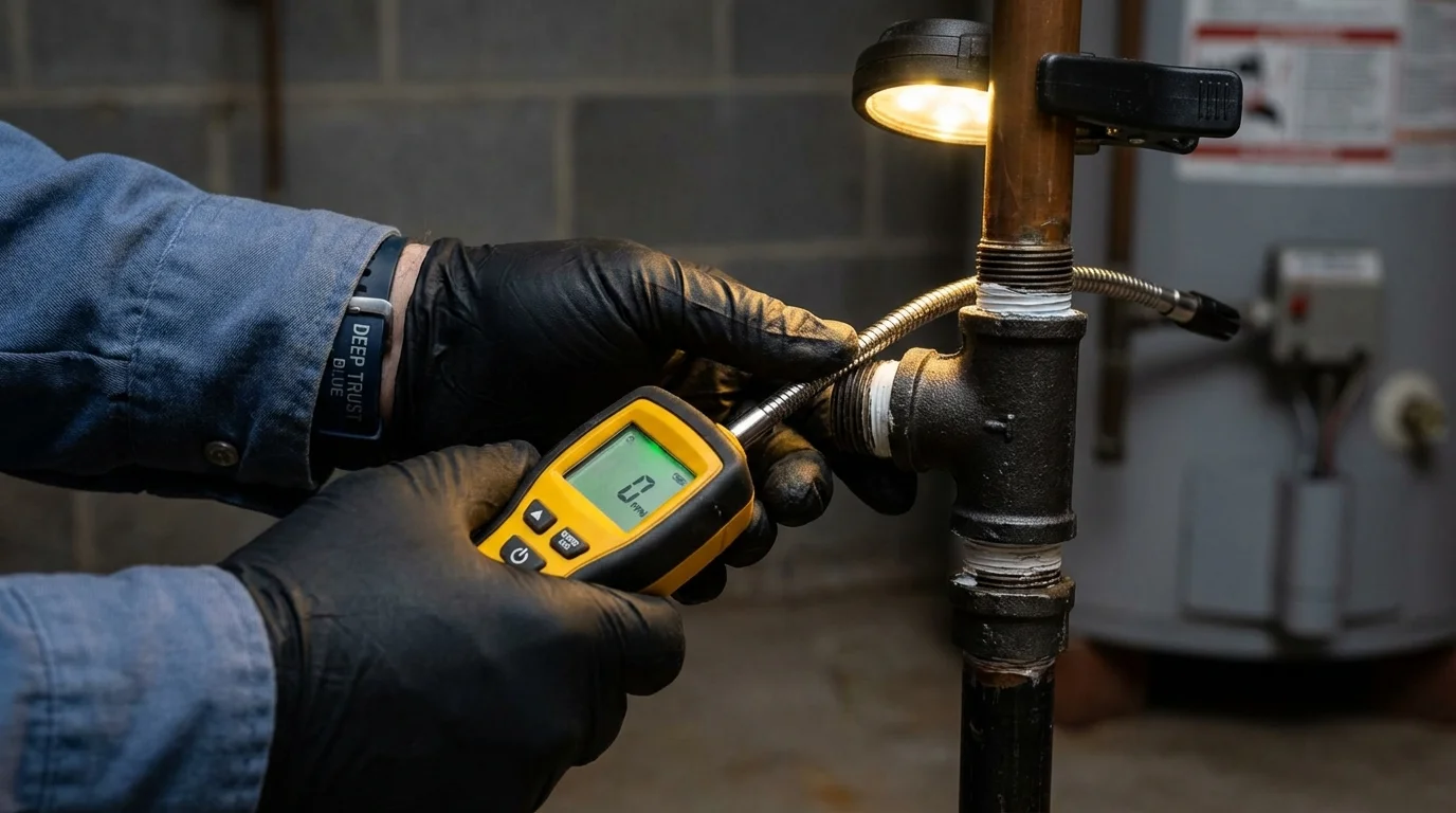 Gas leak detection with electronic sniffer by Johns Plumbing LLC in New Milford
